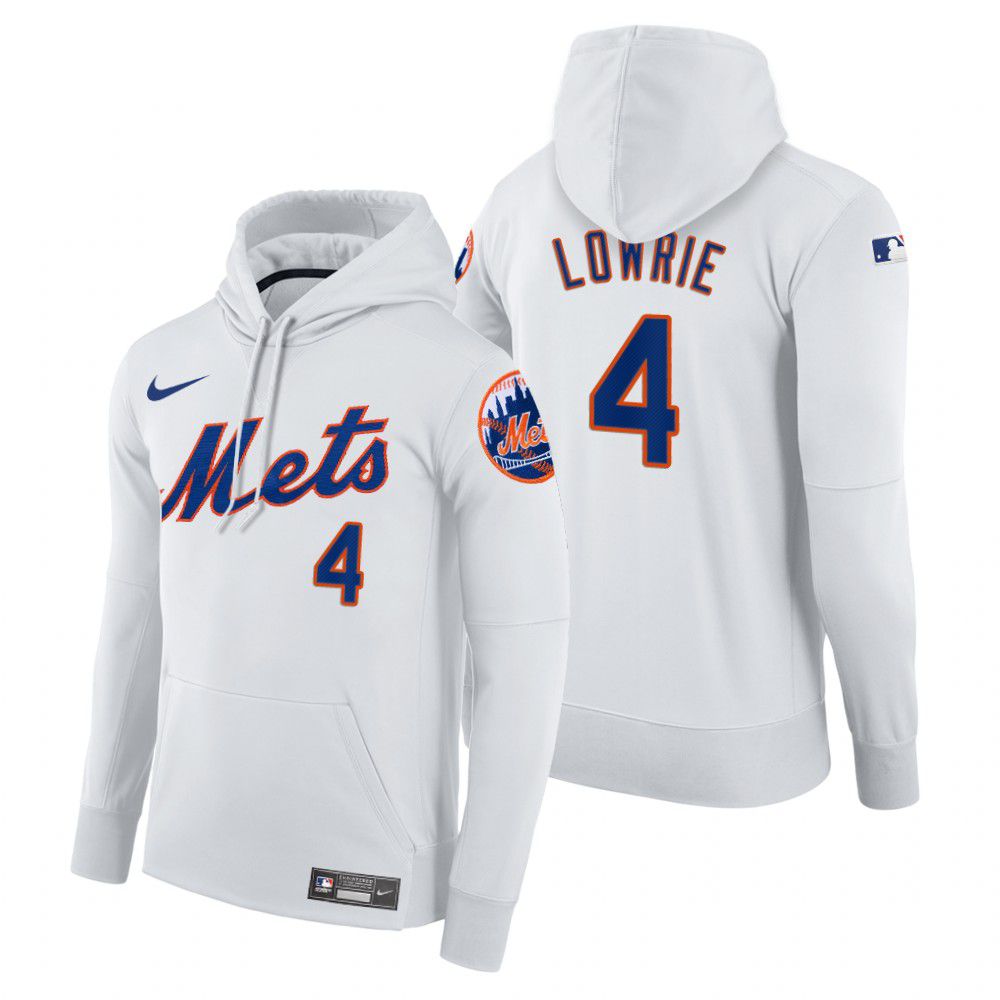 Men New York Mets #4 Lowrie white home hoodie 2021 MLB Nike Jerseys